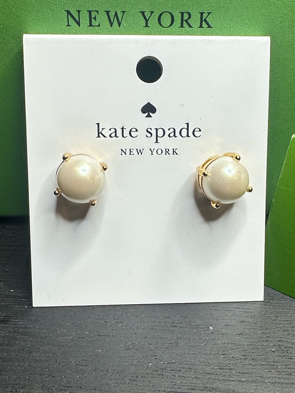 Kate Spade Earrings studs pearls cream gold New